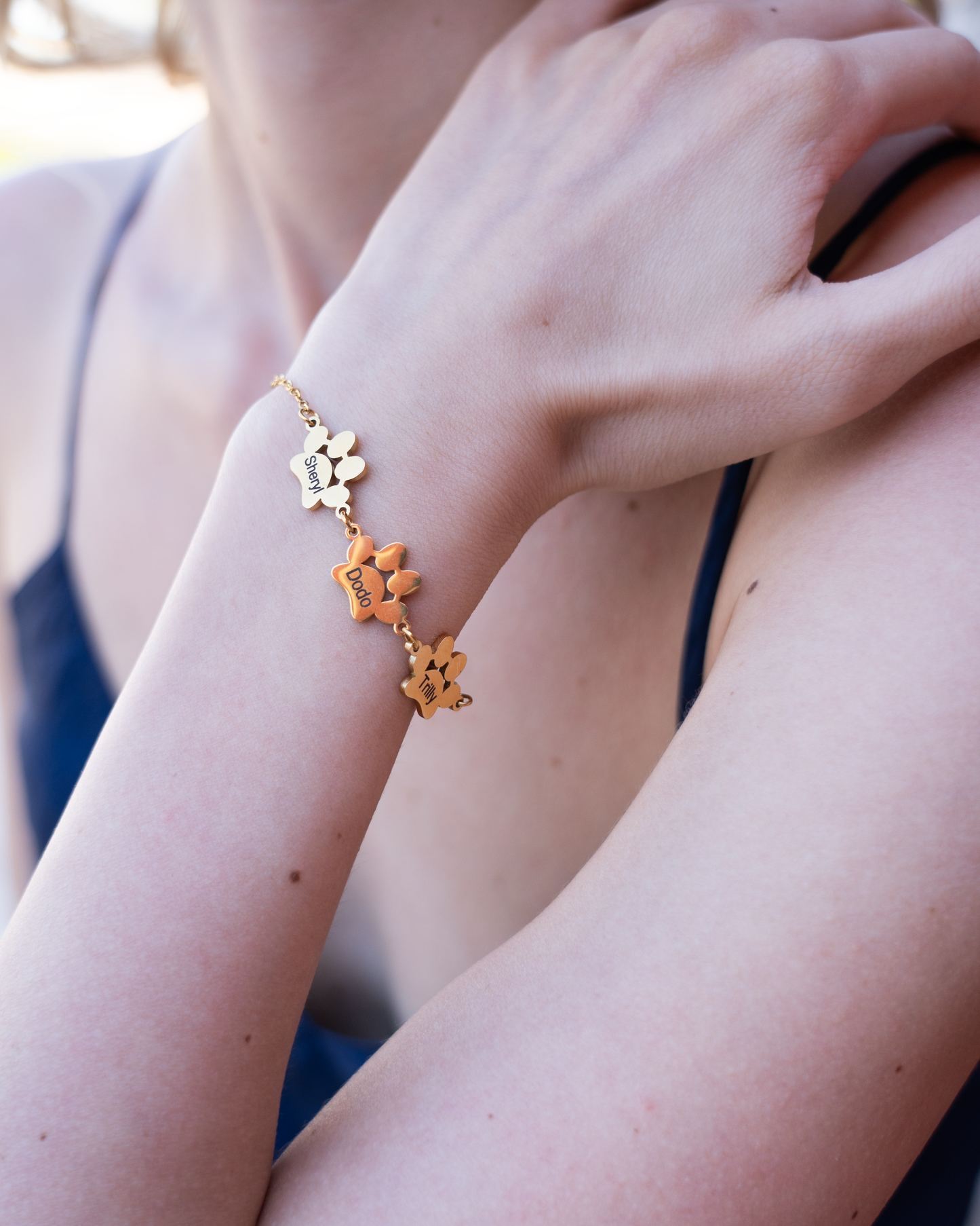 PRINCESS JEWELRY® Bracciale Zampetta Personalizzato in Acciaio Inossidabile Placcato Oro 18 Kt (3 colori) - Princess Jewelry