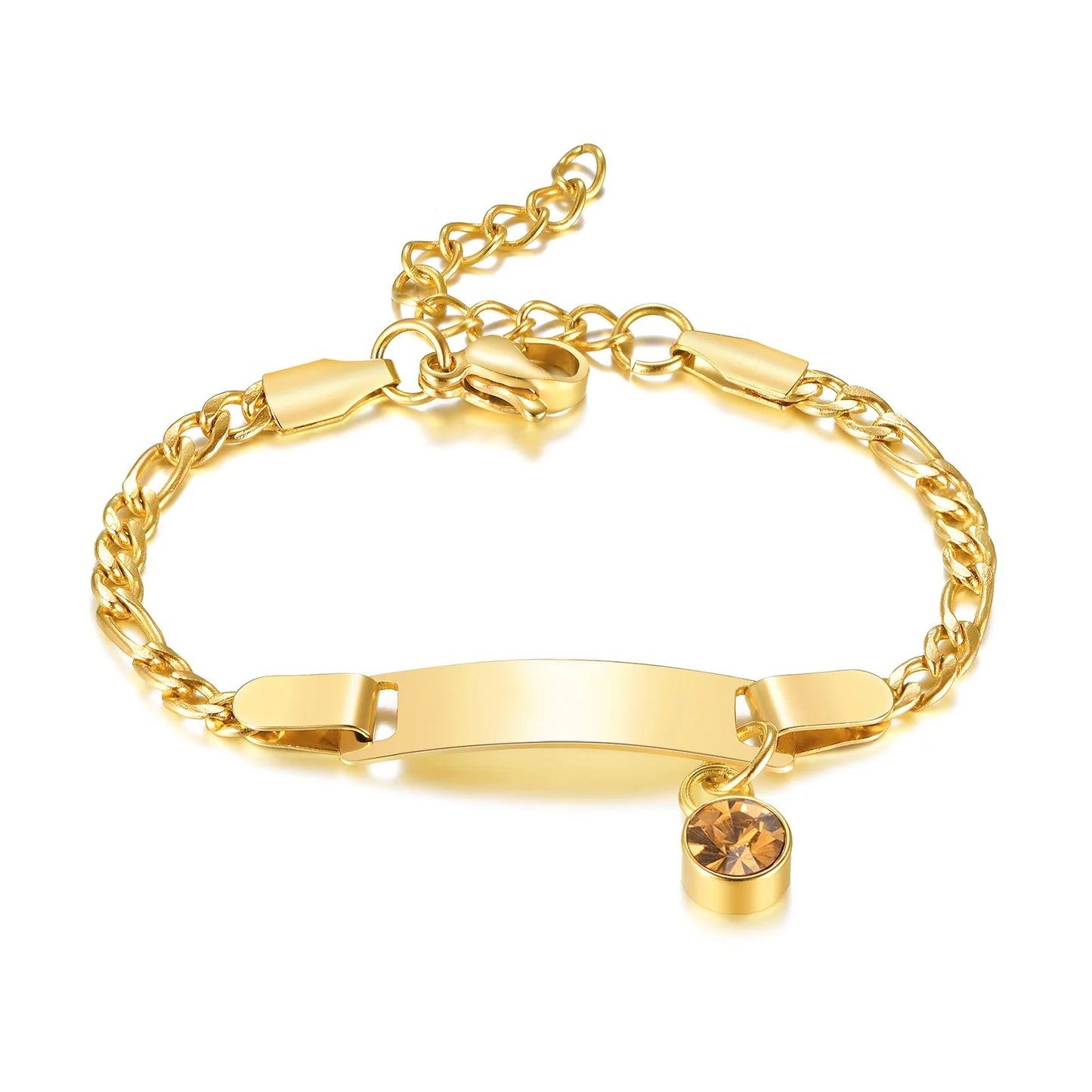 PRINCESS JEWELRY® Bracciale Personalizzato per Bambini in Acciaio Inossidabile Placcato in Oro - Princess Jewelry