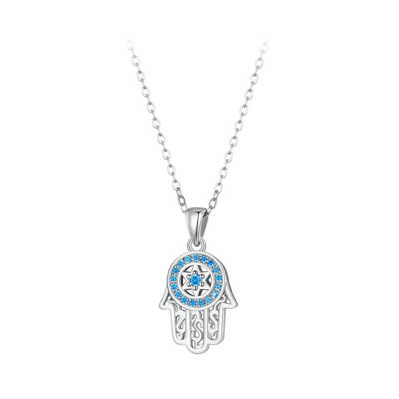 PRINCESS JEWELRY® Collana con Mano di Fatima in Argento 925 con Zirconi (2 colori) - Princess Jewelry