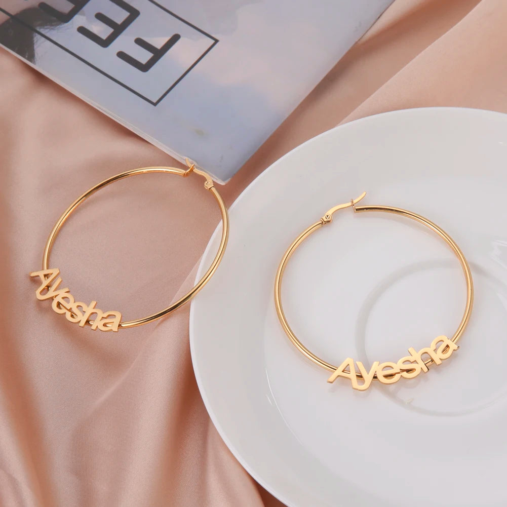PRINCESS JEWELRY® Orecchini Hoop Personalizzati in Acciaio Inossidabile (2 colori) - Princess Jewelry