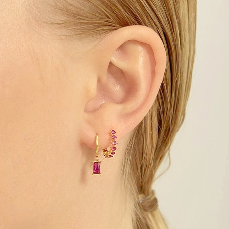 PRINCESS JEWELRY® Orecchini a Cerchio con Pendente in Argento 925 (8 colori) - Princess Jewelry