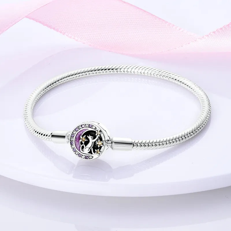 PRINCESS JEWELRY® Bracciale Gatto, Luna e Stelle in Argento 925 - Princess Jewelry