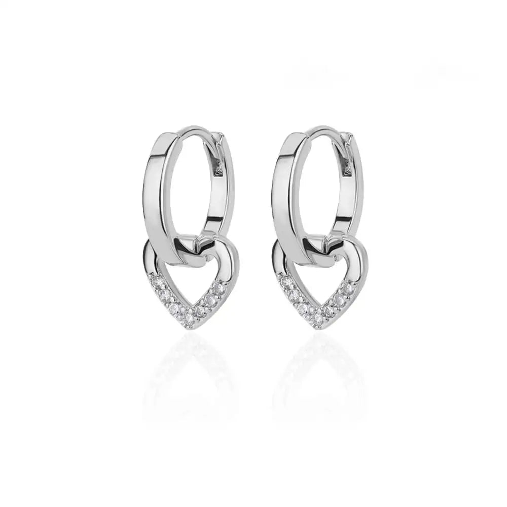 PRINCESS JEWELRY® Orecchini a Cerchio con Ciondolo a Forma di Cuore in Acciaio Inossidabile - Princess Jewelry