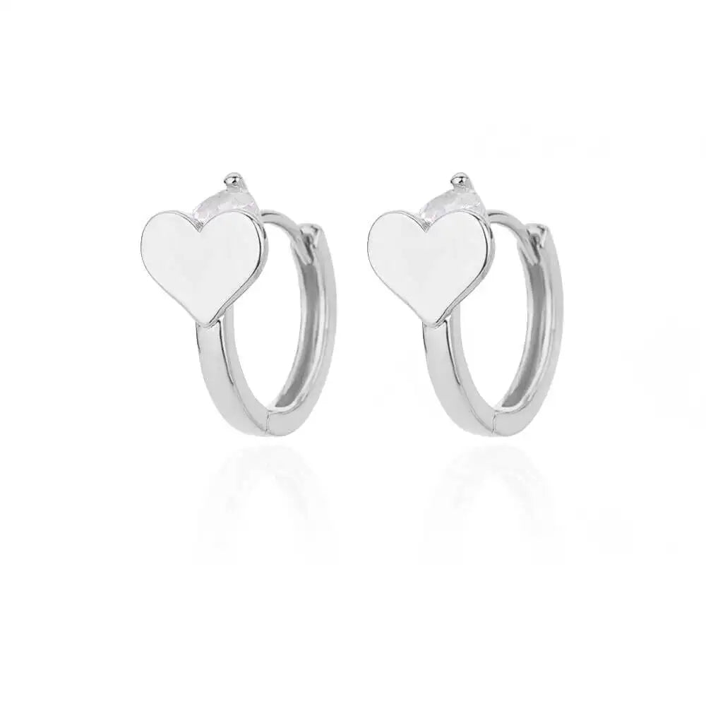 PRINCESS JEWELRY® Orecchini a Cerchio con Cuore e Perlina in Acciaio Inossidabile - Princess Jewelry