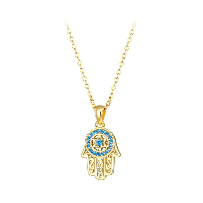 PRINCESS JEWELRY® Collana con Mano di Fatima in Argento 925 con Zirconi (2 colori) - Princess Jewelry
