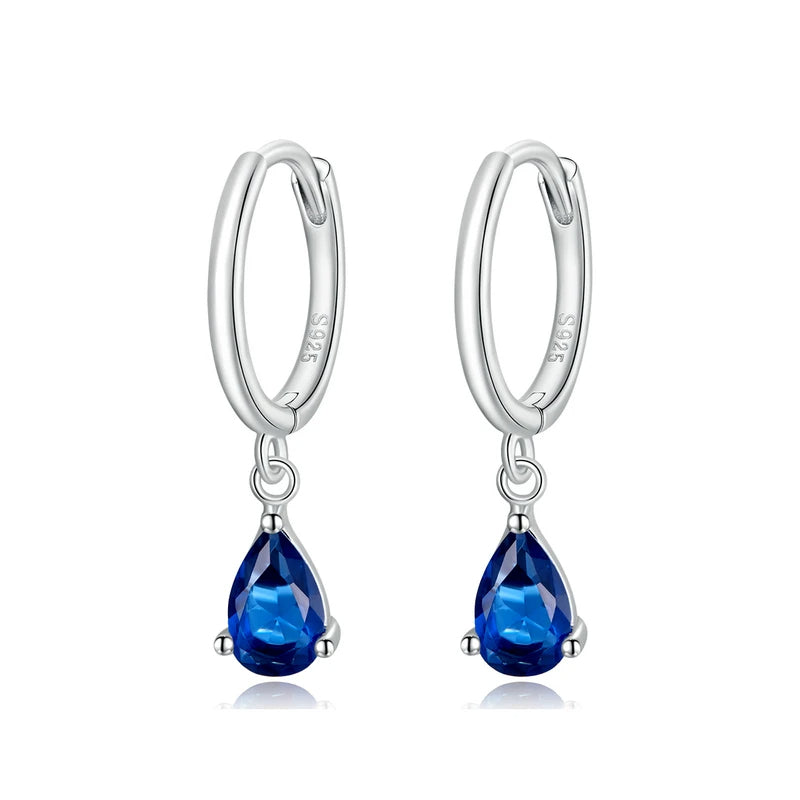 PRINCESS JEWELRY® Orecchini a Cerchio Pendenti a Goccia in Argento 925 (4 colori) - Princess Jewelry