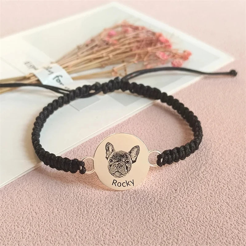 PRINCESS JEWELRY® Bracciale in Cotone/Acciaio Inossidabile Con Foto e Nome Personalizzati (3 colori) - Princess Jewelry