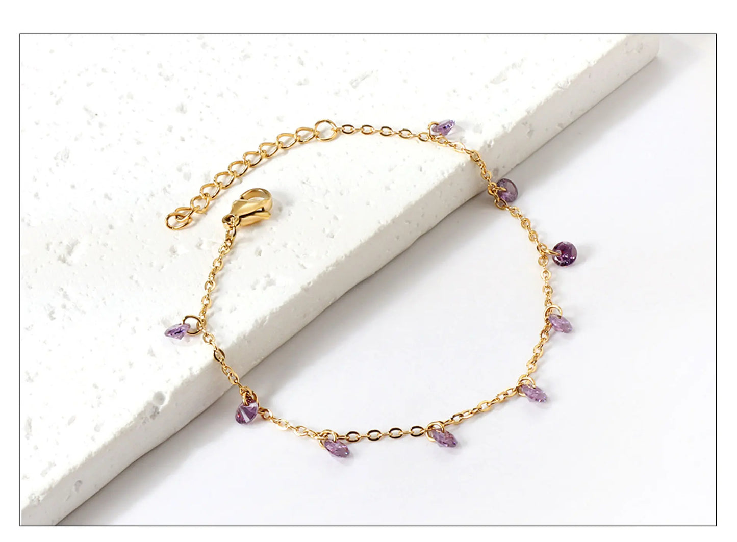 PRINCESS JEWELRY® Bracciale in Acciaio Inossidabile con Zirconi Purple (2 colori) - Princess Jewelry