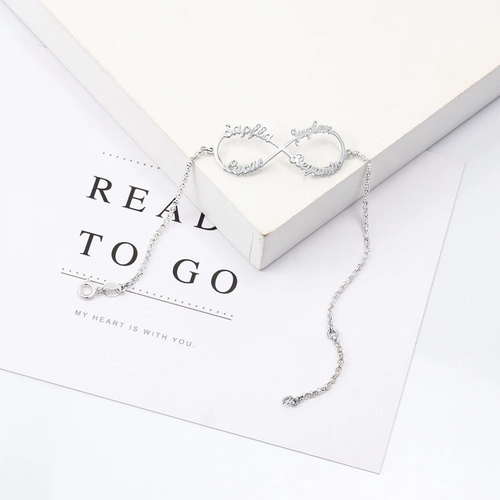 PRINCESS JEWELRY® Bracciale in Argento 925 Personalizzato con 1-4 Nomi (3 colori) - Princess Jewelry