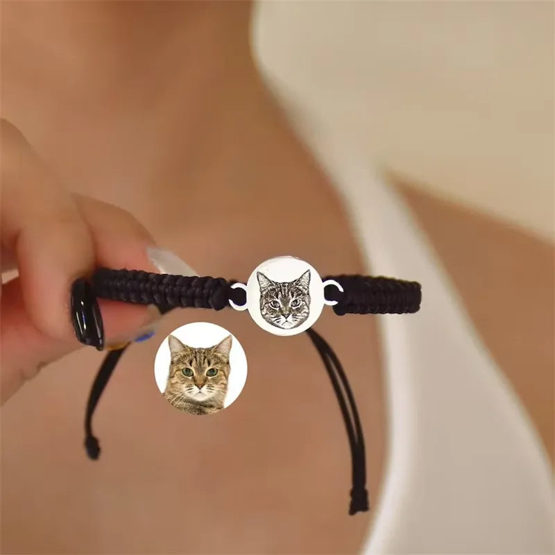 PRINCESS JEWELRY® Bracciale in Cotone/Acciaio Inossidabile Con Foto e Nome Personalizzati (3 colori) - Princess Jewelry