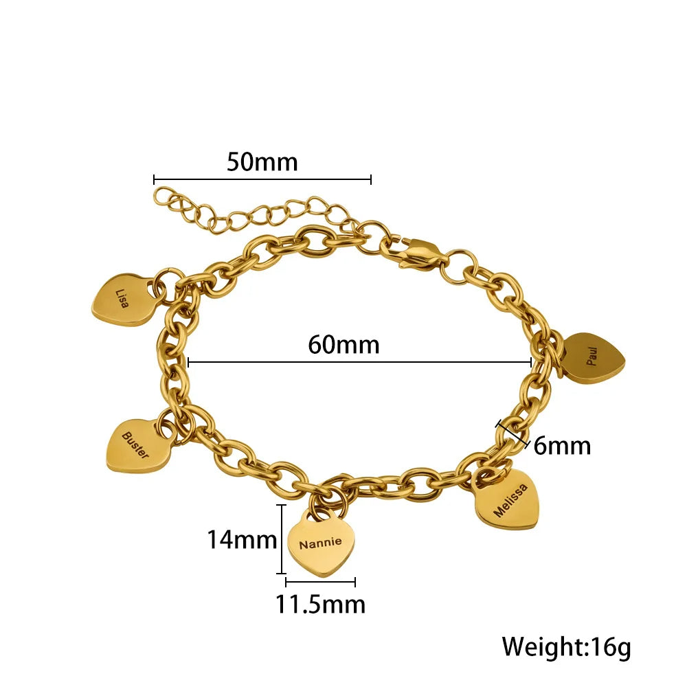 PRINCESS JEWELRY® Bracciale in Acciaio Inossidabile con Nomi Personalizzati (3 colori) - Princess Jewelry