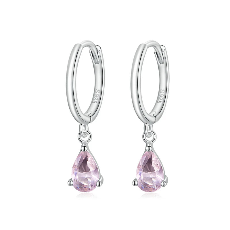 PRINCESS JEWELRY® Orecchini a Cerchio Pendenti a Goccia in Argento 925 (4 colori) - Princess Jewelry