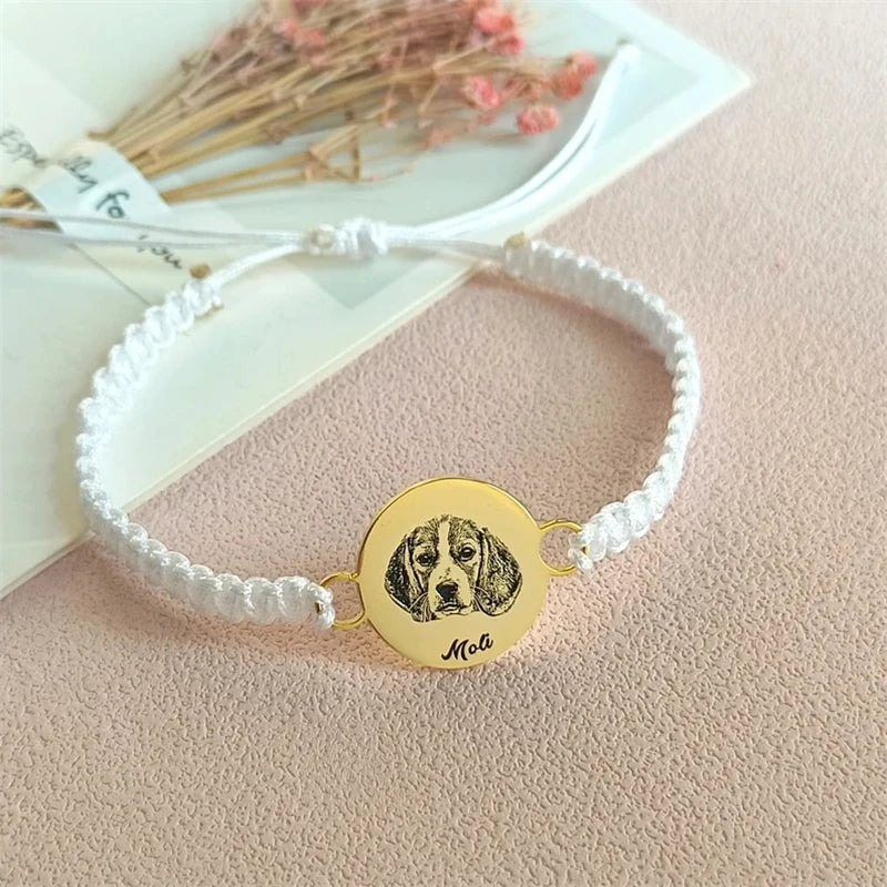PRINCESS JEWELRY® Bracciale in Cotone/Acciaio Inossidabile Con Foto e Nome Personalizzati (3 colori) - Princess Jewelry