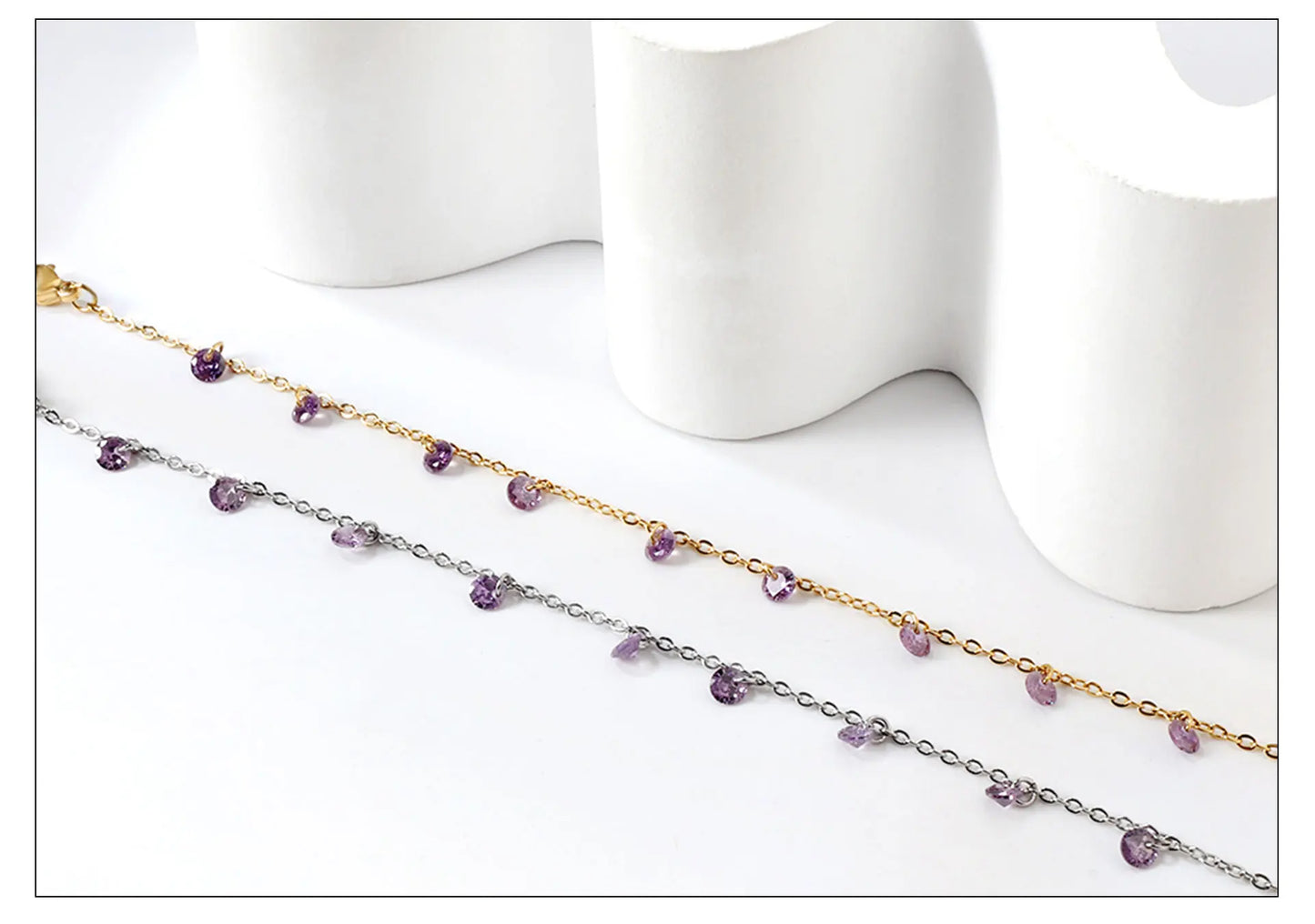 PRINCESS JEWELRY® Bracciale in Acciaio Inossidabile con Zirconi Purple (2 colori) - Princess Jewelry