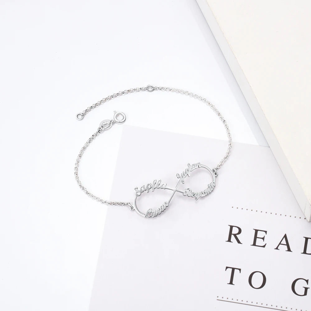 PRINCESS JEWELRY® Bracciale in Argento 925 Personalizzato con 1-4 Nomi (3 colori) - Princess Jewelry