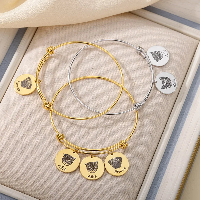 PRINCESS JEWELRY® Bracciale Con Foto Personalizzata da Incidere in Acciaio Inossidabile (3 colori) - Princess Jewelry