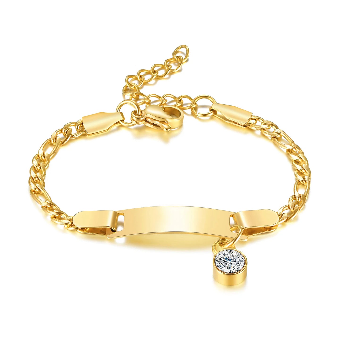 PRINCESS JEWELRY® Bracciale Personalizzato per Bambini in Acciaio Inossidabile Placcato in Oro - Princess Jewelry