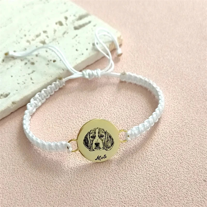 PRINCESS JEWELRY® Bracciale in Cotone/Acciaio Inossidabile Con Foto e Nome Personalizzati (3 colori) - Princess Jewelry