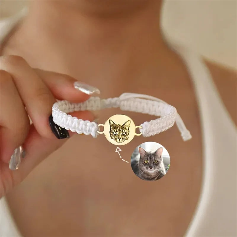 PRINCESS JEWELRY® Bracciale in Cotone/Acciaio Inossidabile Con Foto e Nome Personalizzati (3 colori) - Princess Jewelry