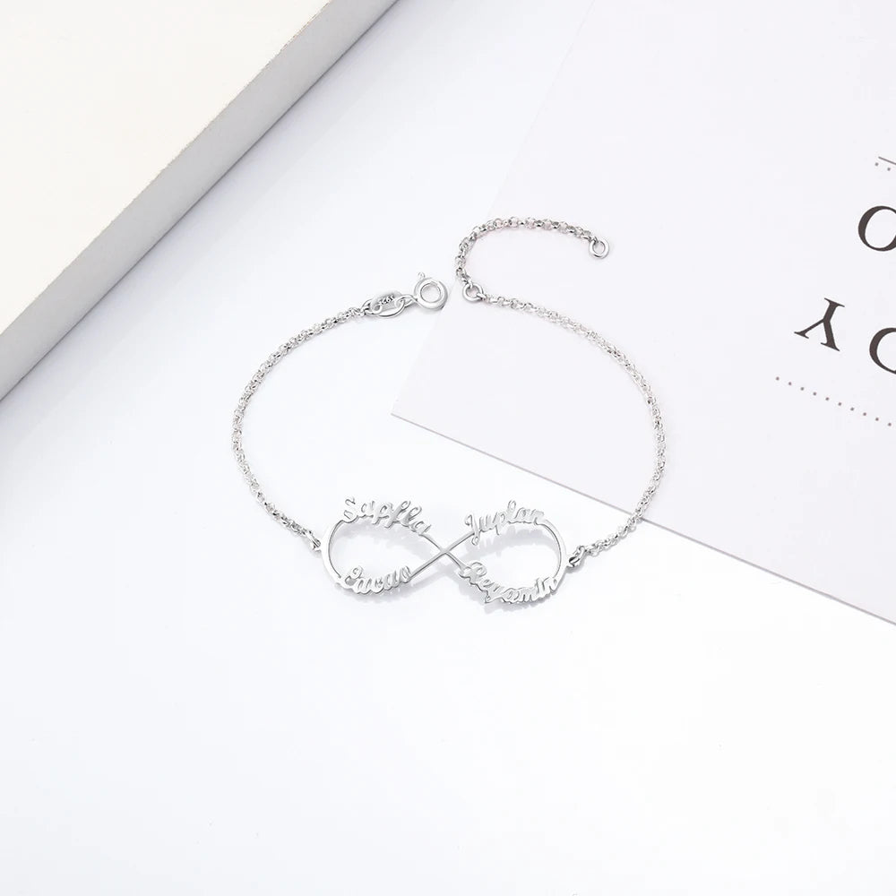 PRINCESS JEWELRY® Bracciale in Argento 925 Personalizzato con 1-4 Nomi (3 colori) - Princess Jewelry