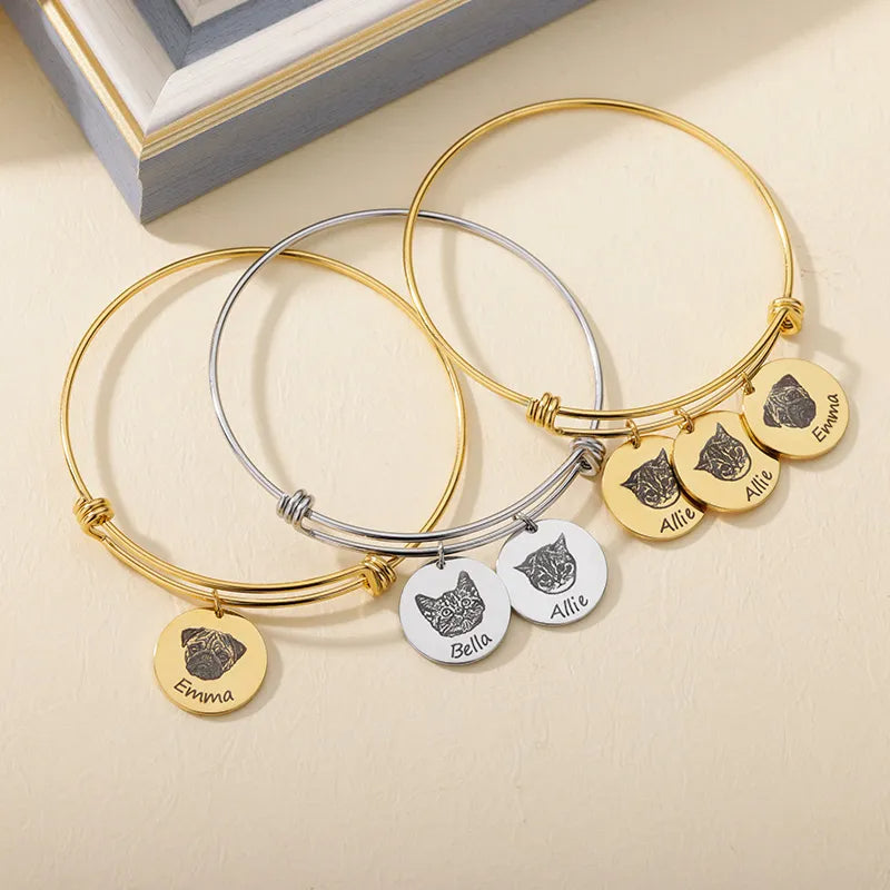 PRINCESS JEWELRY® Bracciale Con Foto Personalizzata da Incidere in Acciaio Inossidabile (3 colori) - Princess Jewelry