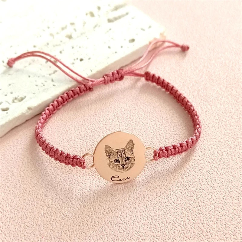PRINCESS JEWELRY® Bracciale in Cotone/Acciaio Inossidabile Con Foto e Nome Personalizzati (3 colori) - Princess Jewelry