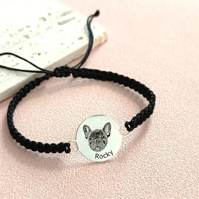 PRINCESS JEWELRY® Bracciale in Cotone/Acciaio Inossidabile Con Foto e Nome Personalizzati (3 colori) - Princess Jewelry