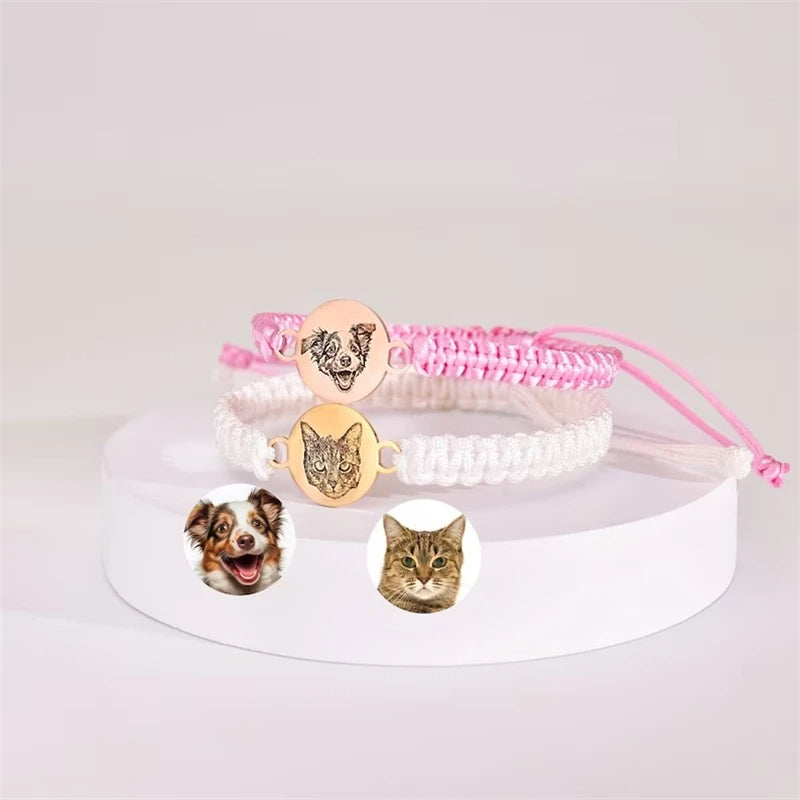 PRINCESS JEWELRY® Bracciale in Cotone/Acciaio Inossidabile Con Foto e Nome Personalizzati (3 colori) - Princess Jewelry