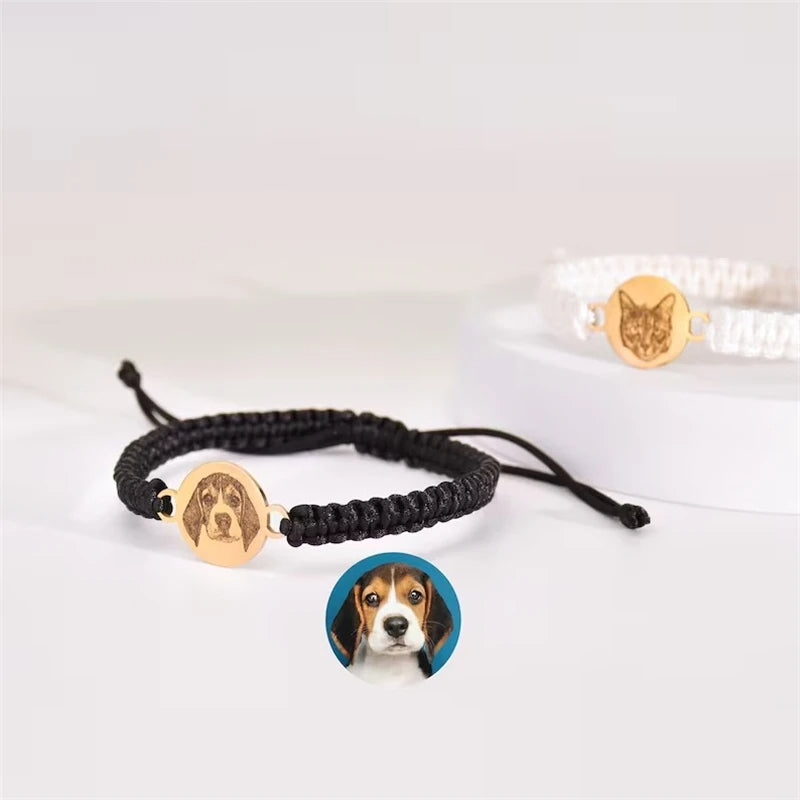 PRINCESS JEWELRY® Bracciale in Cotone/Acciaio Inossidabile Con Foto e Nome Personalizzati (3 colori) - Princess Jewelry
