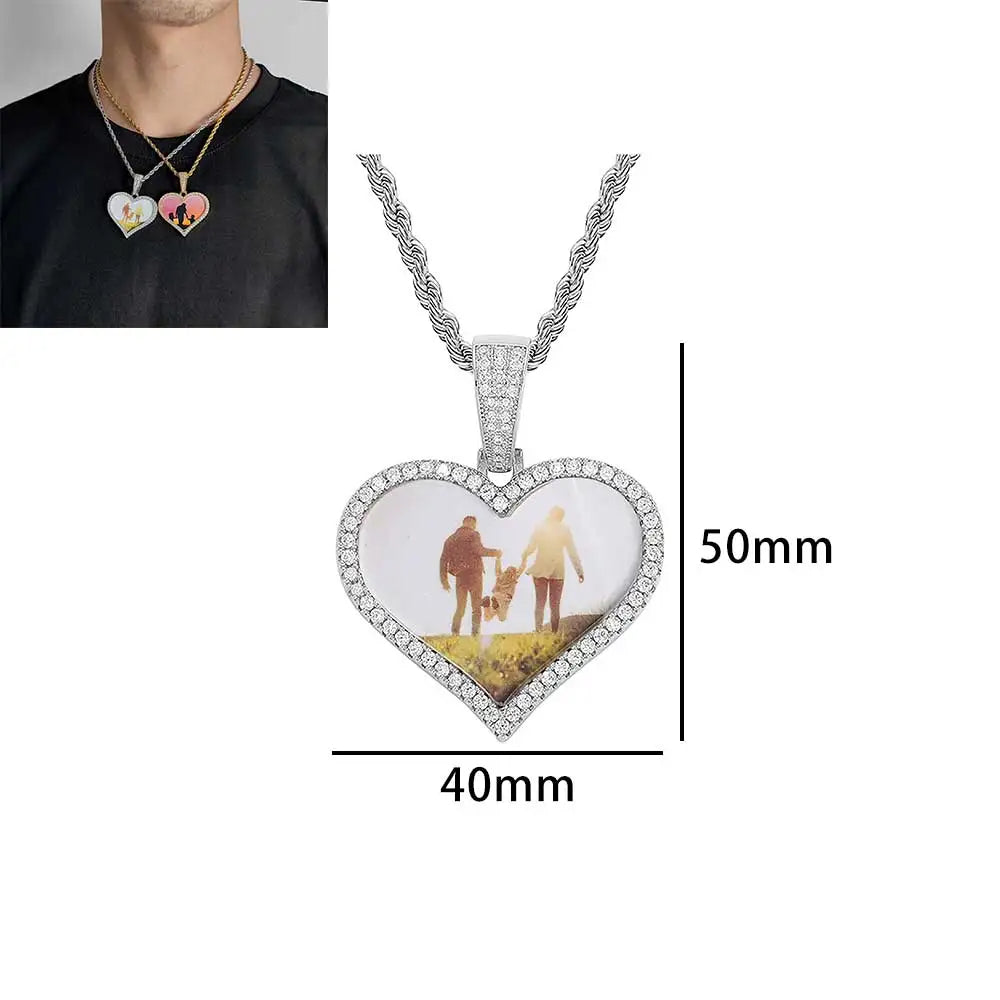 PRINCESS JEWELRY® Collana in Acciaio Inossidabile con Foto Personalizzata a forma di Cuore (2 colori) - Princess Jewelry