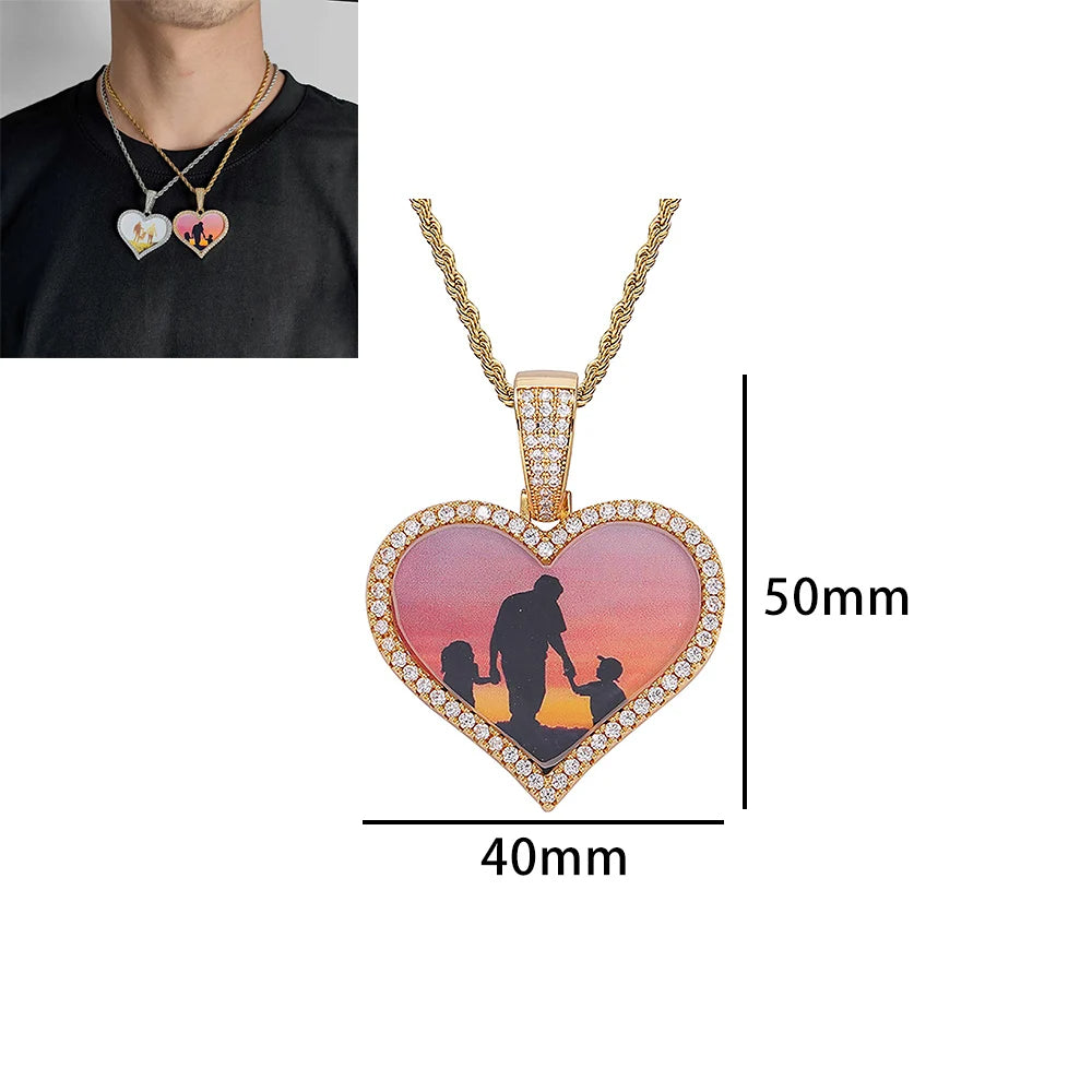 PRINCESS JEWELRY® Collana in Acciaio Inossidabile con Foto Personalizzata a forma di Cuore (2 colori) - Princess Jewelry