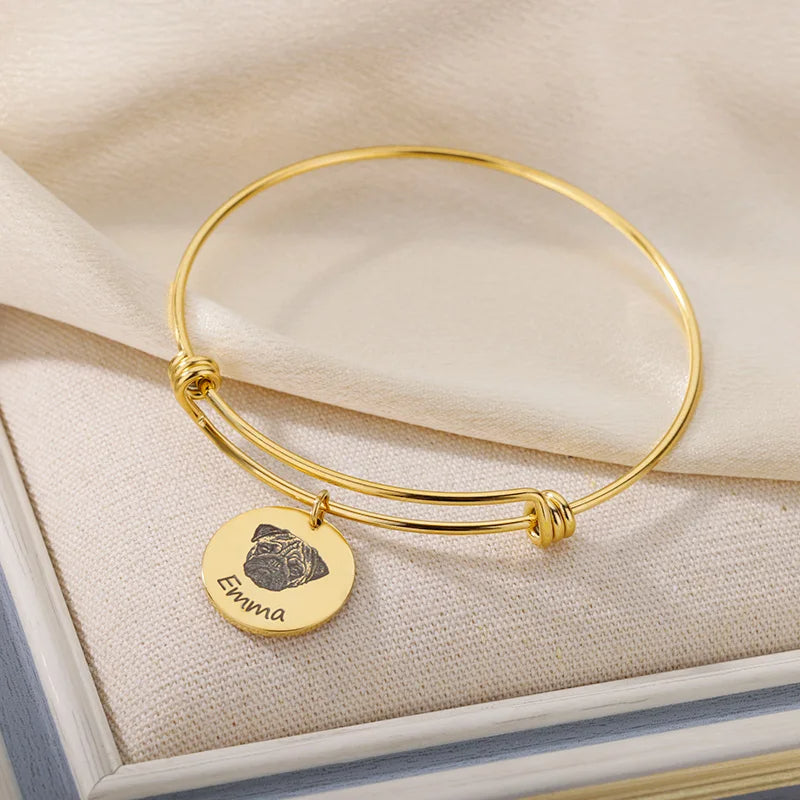 PRINCESS JEWELRY® Bracciale Con Foto Personalizzata da Incidere in Acciaio Inossidabile (3 colori) - Princess Jewelry
