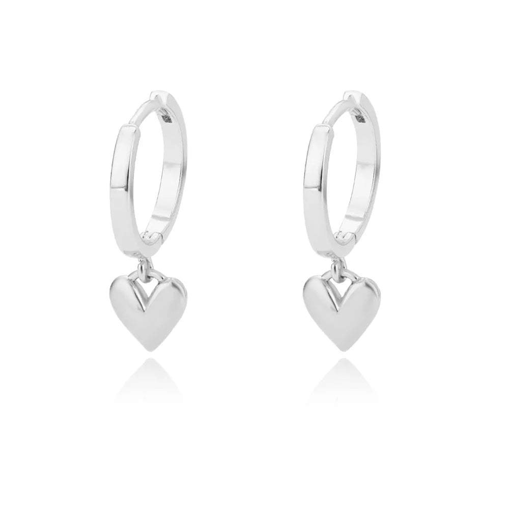 PRINCESS JEWELRY® Orecchini a Cerchio con Ciondolo a Forma di Cuore in Acciaio Inossidabile (2 colori) - Princess Jewelry