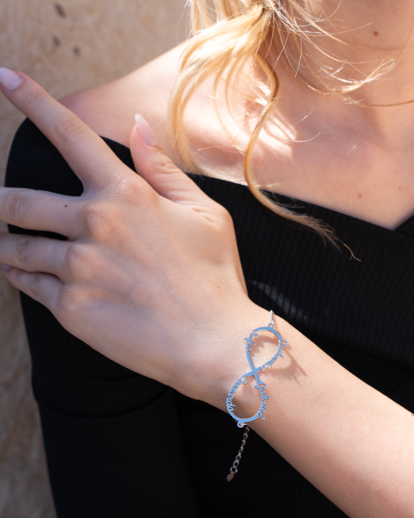 PRINCESS JEWELRY® Bracciale in Argento 925 Personalizzato con 1-4 Nomi (3 colori) - Princess Jewelry