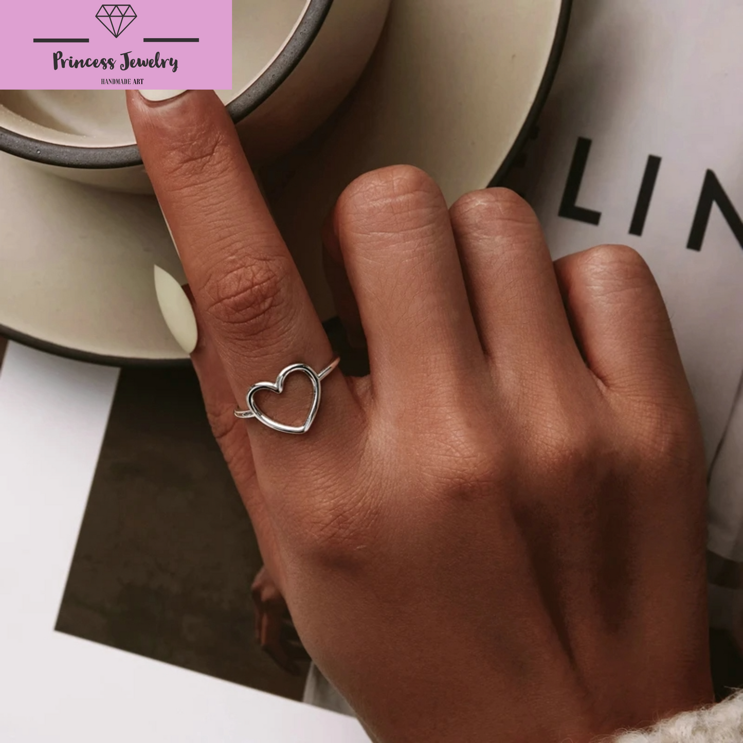 PRINCESS JEWELRY® Anello con Cuore in Argento 925 Placcato in Oro 18 Kt (4 colori) - Princess Jewelry