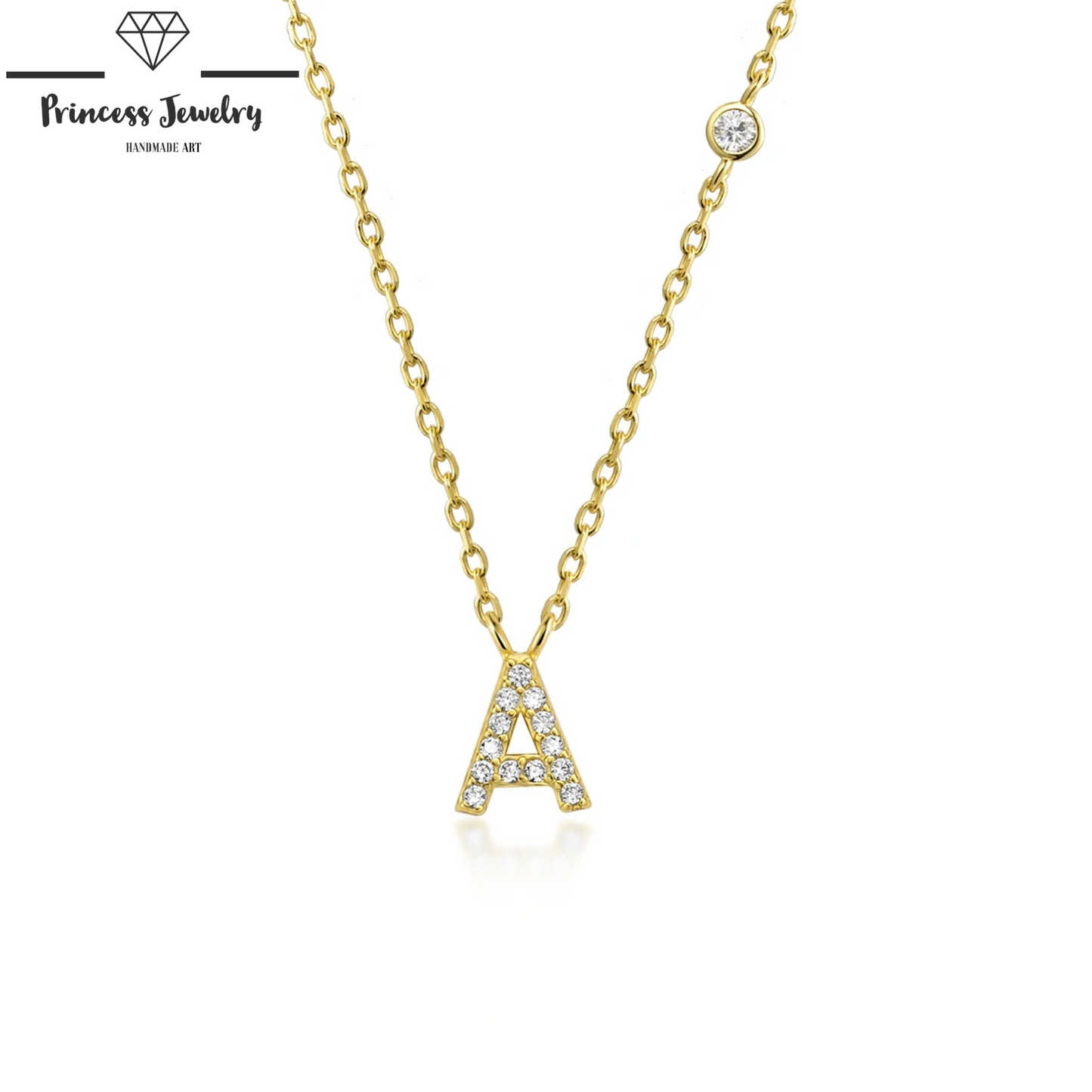 PRINCESS JEWELRY® Collana con Lettera Personalizzata in Argento 925 Placcato Oro 18 Kt (2 colori) - Princess Jewelry