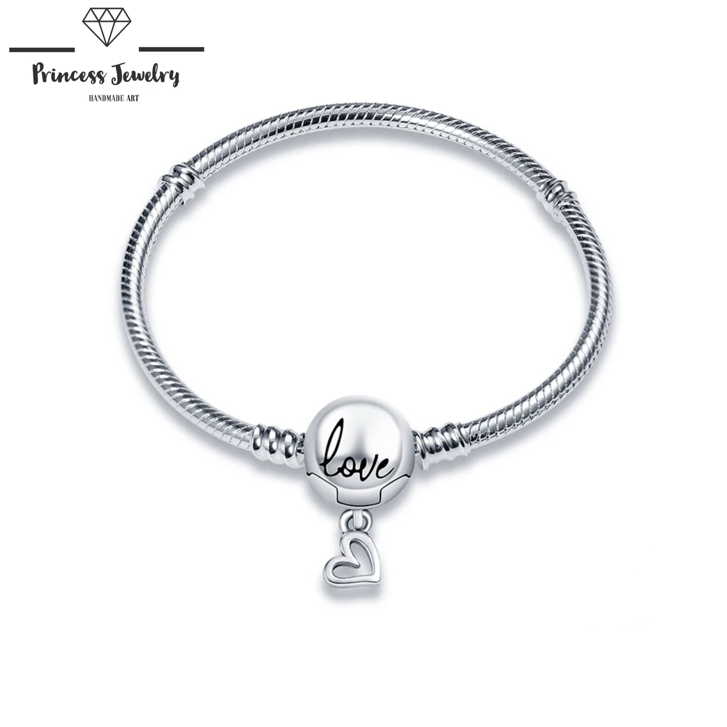 PRINCESS JEWELRY® Bracciale Love con Cuore in Argento 925 - Princess Jewelry