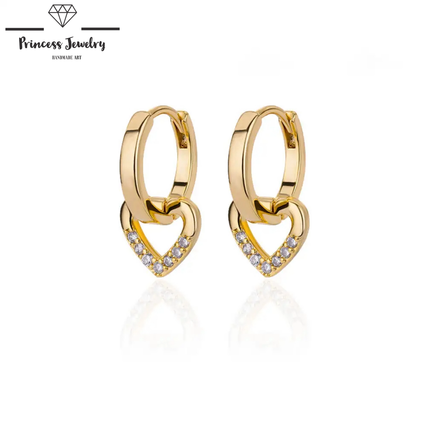 PRINCESS JEWELRY® Orecchini a Cerchio con Ciondolo a Forma di Cuore in Acciaio Inossidabile - Princess Jewelry