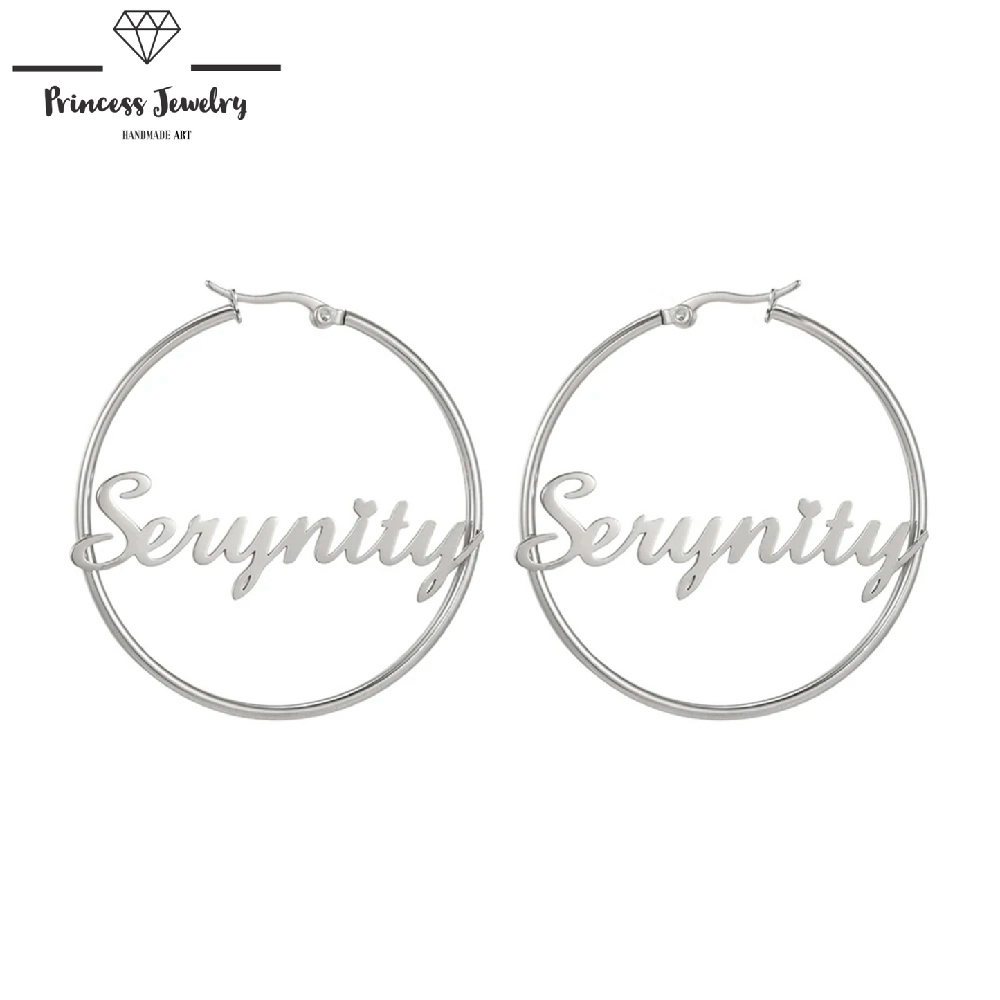 PRINCESS JEWELRY® Orecchini Hoop Personalizzati in Acciaio Inossidabile (2 colori) - Princess Jewelry