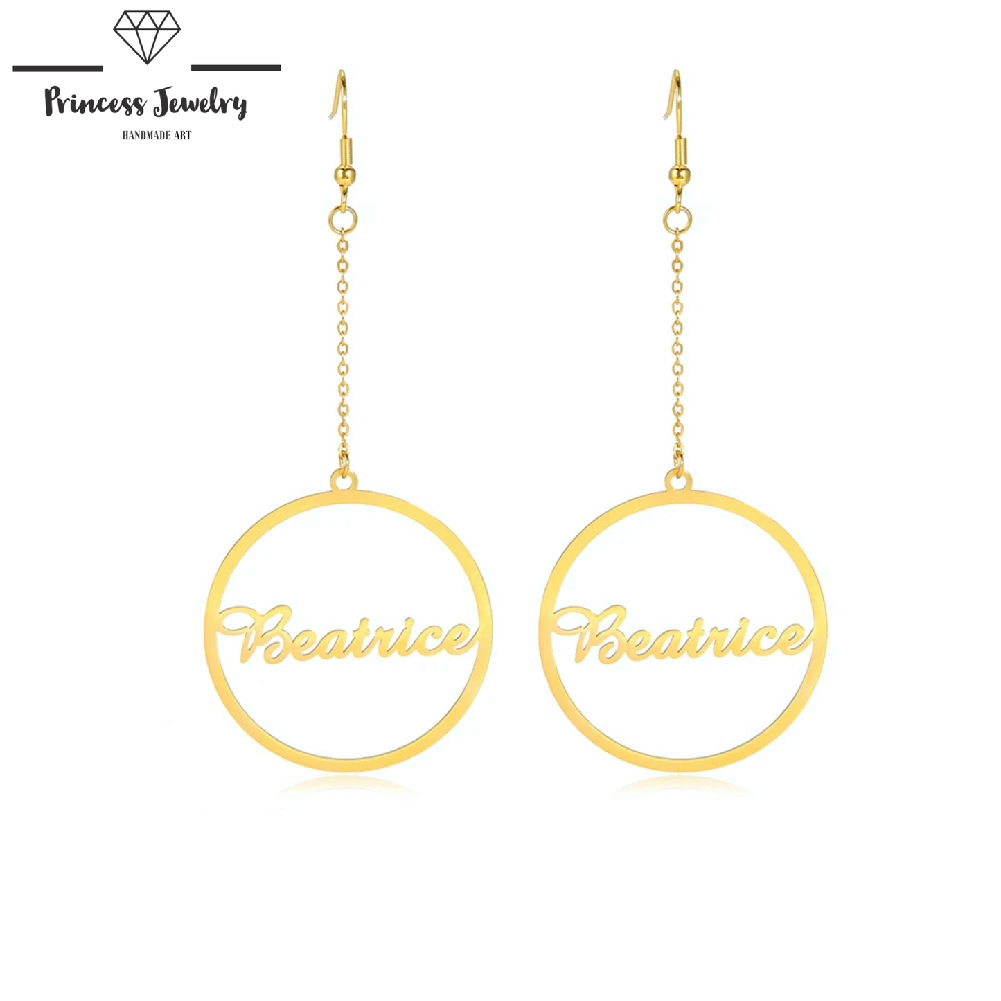 PRINCESS JEWELRY® Orecchini Pendenti a Cerchio Personalizzati in Acciaio Inossidabile (2 colori) - Princess Jewelry