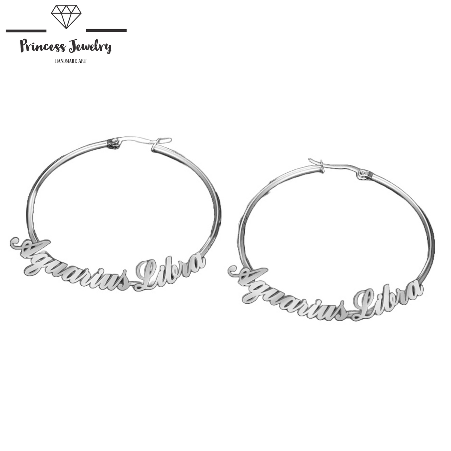 PRINCESS JEWELRY® Orecchini Hoop Personalizzati in Acciaio Inossidabile (2 colori) - Princess Jewelry
