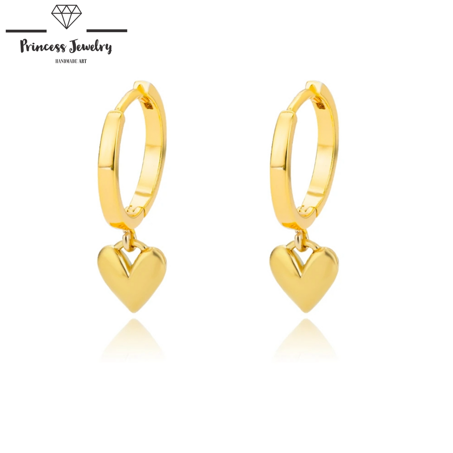 PRINCESS JEWELRY® Orecchini a Cerchio con Ciondolo a Forma di Cuore in Acciaio Inossidabile (2 colori) - Princess Jewelry