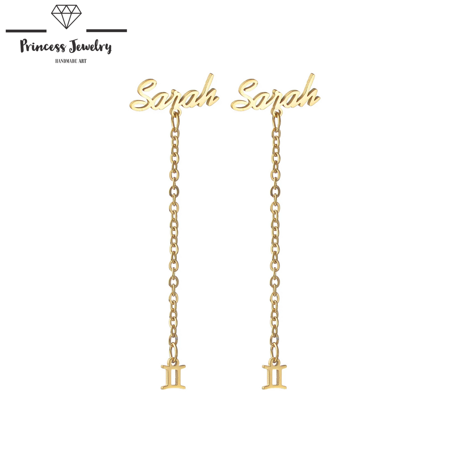 PRINCESS JEWELRY® Orecchini Pendenti Personalizzati in Acciaio Inossidabile (3 colori) - Princess Jewelry