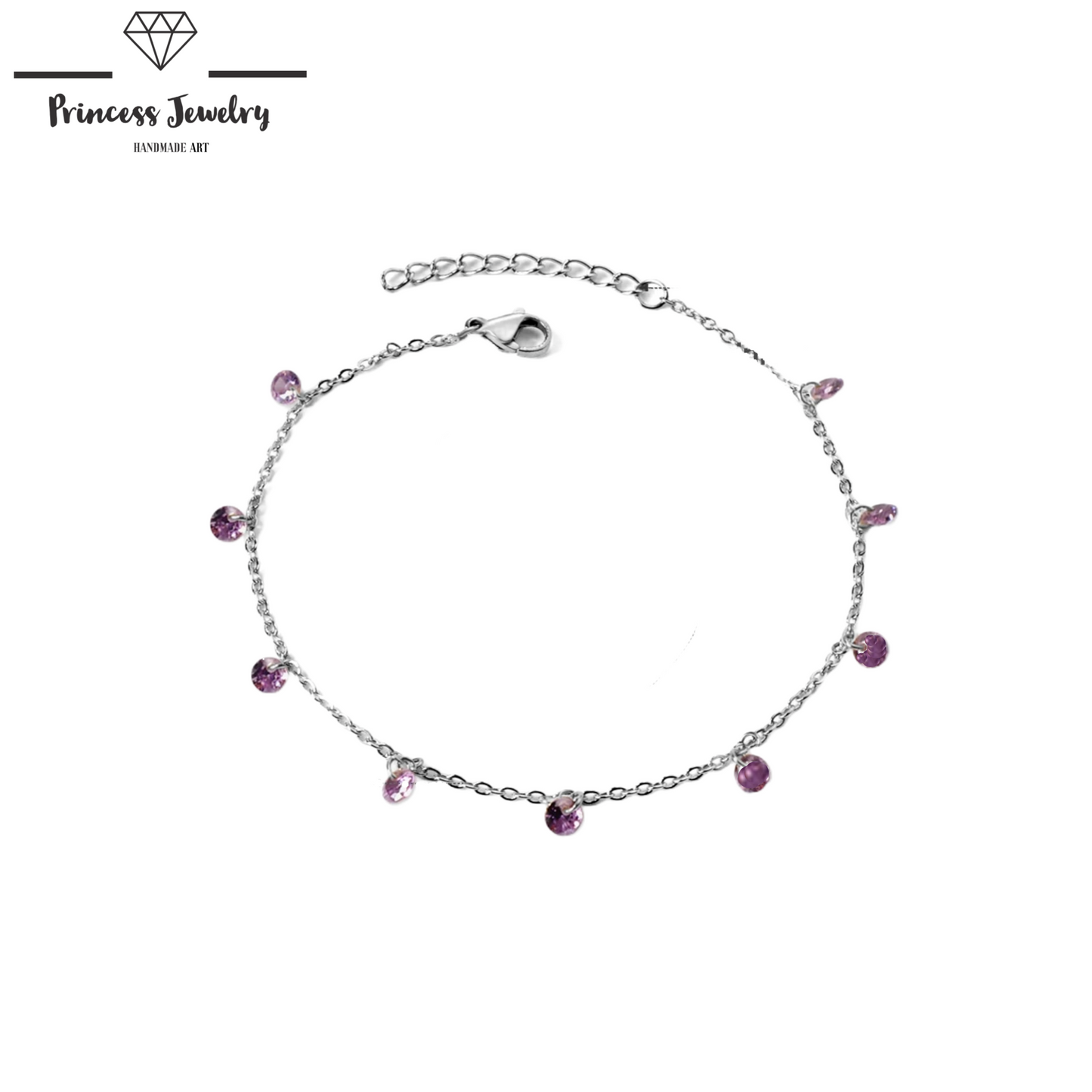 PRINCESS JEWELRY® Bracciale in Acciaio Inossidabile con Zirconi Purple (2 colori) - Princess Jewelry