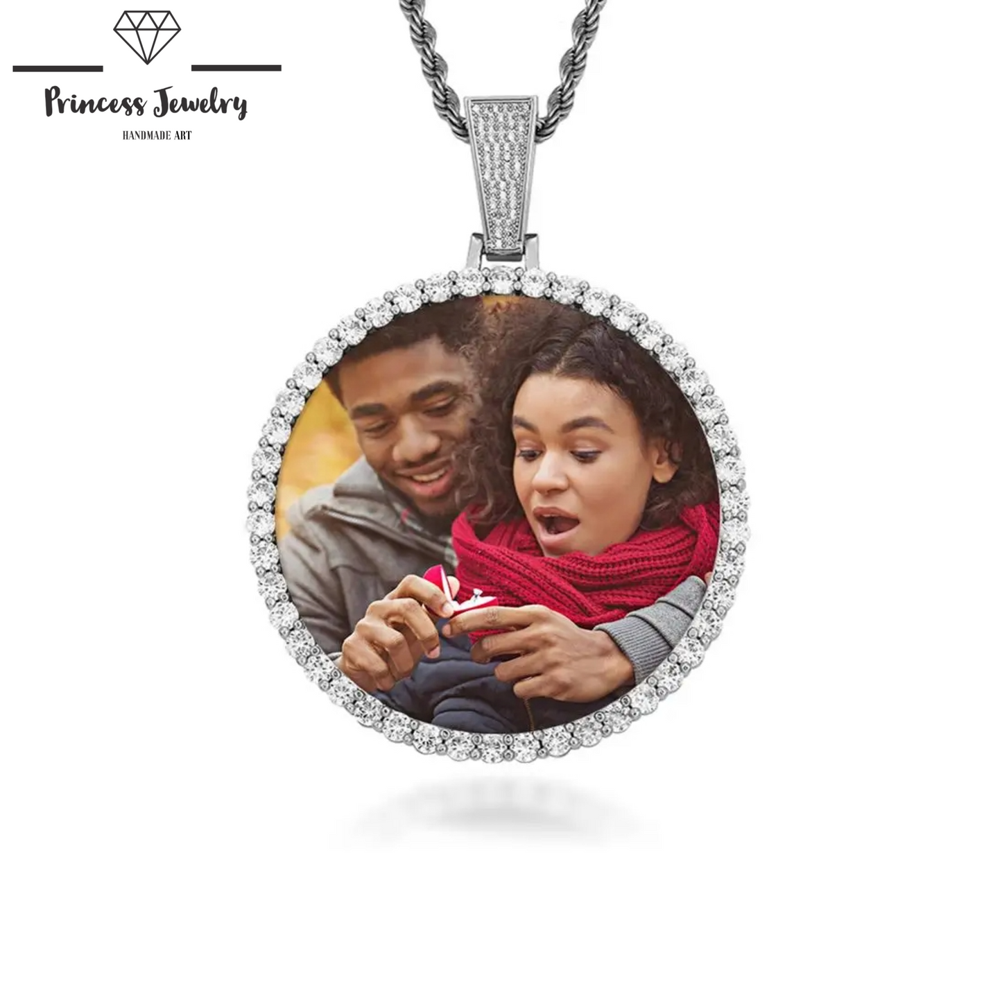 PRINCESS JEWELRY® Collana in Acciaio Inossidabile con Foto Personalizzata (2 colori) - Princess Jewelry