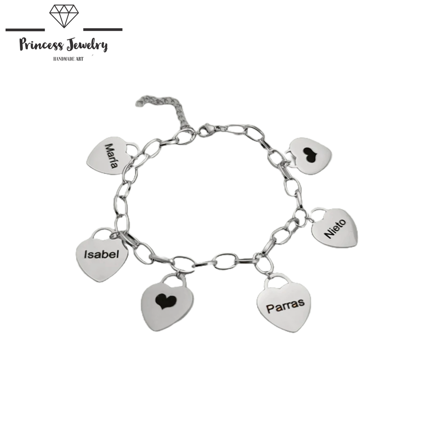 PRINCESS JEWELRY® Bracciale in Acciaio Inossidabile con Nomi Personalizzati (3 colori) - Princess Jewelry