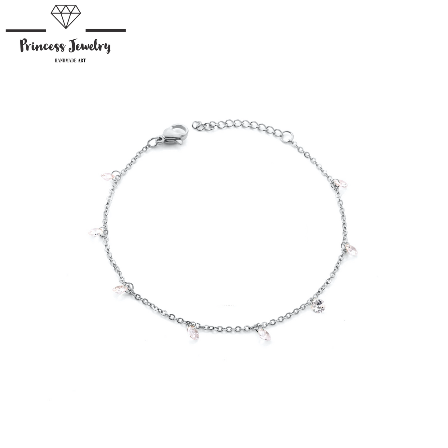PRINCESS JEWELRY® Bracciale in Acciaio Inossidabile con Zirconi Trasparenti (2 colori) - Princess Jewelry