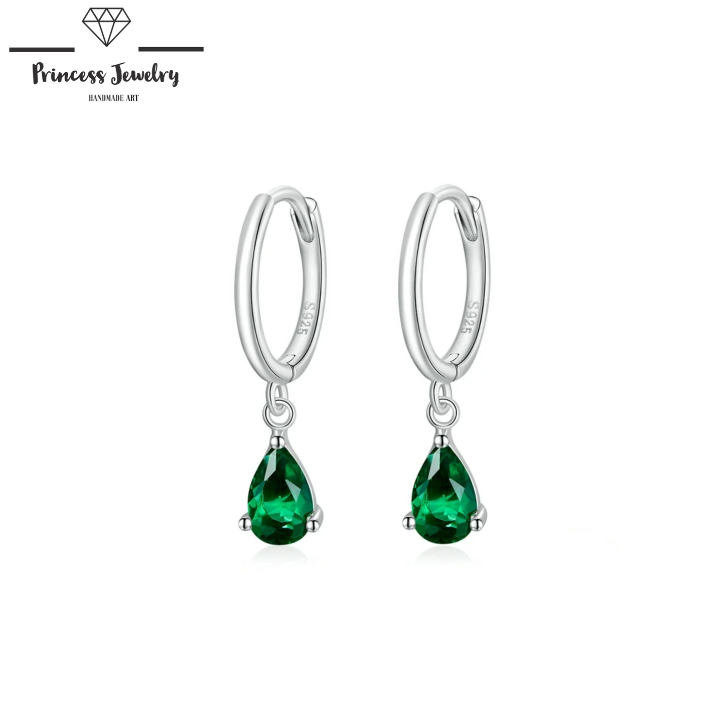 PRINCESS JEWELRY® Orecchini a Cerchio Pendenti a Goccia in Argento 925 (4 colori) - Princess Jewelry