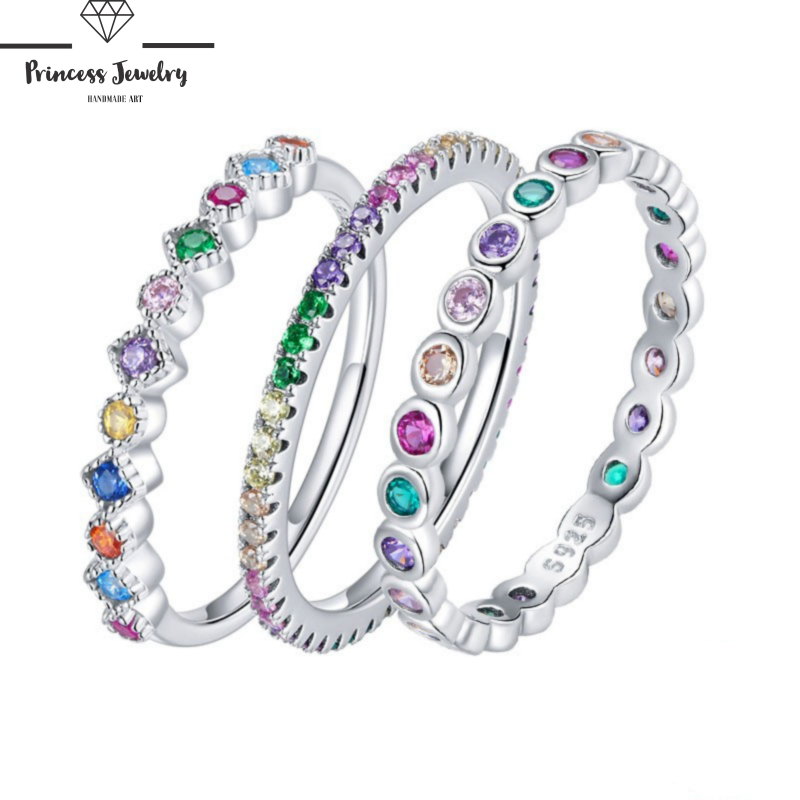PRINCESS JEWELRY® Anello Arcobaleno in Argento 925 (3 modelli) - Princess Jewelry