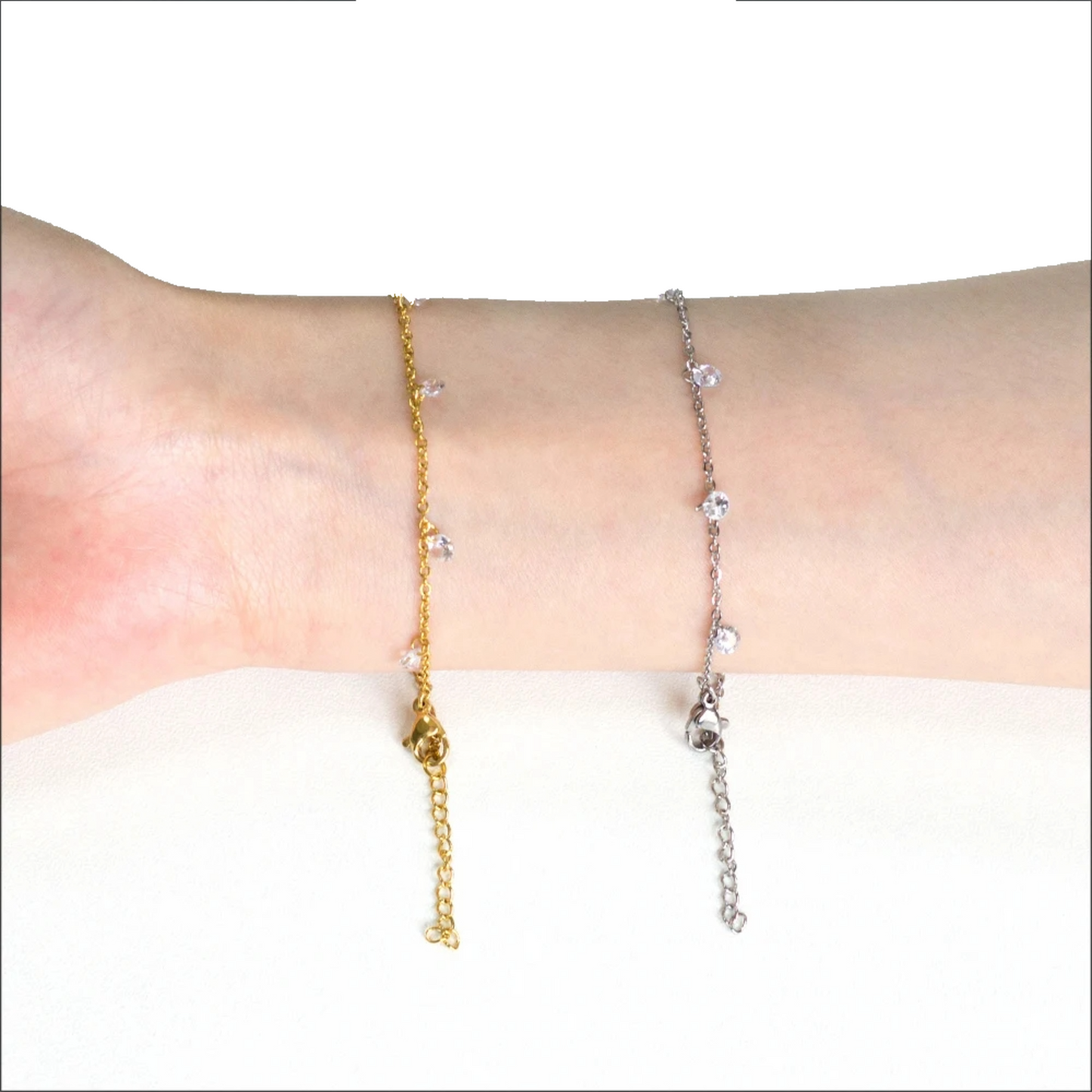PRINCESS JEWELRY® Bracciale in Acciaio Inossidabile con Zirconi Trasparenti (2 colori) - Princess Jewelry
